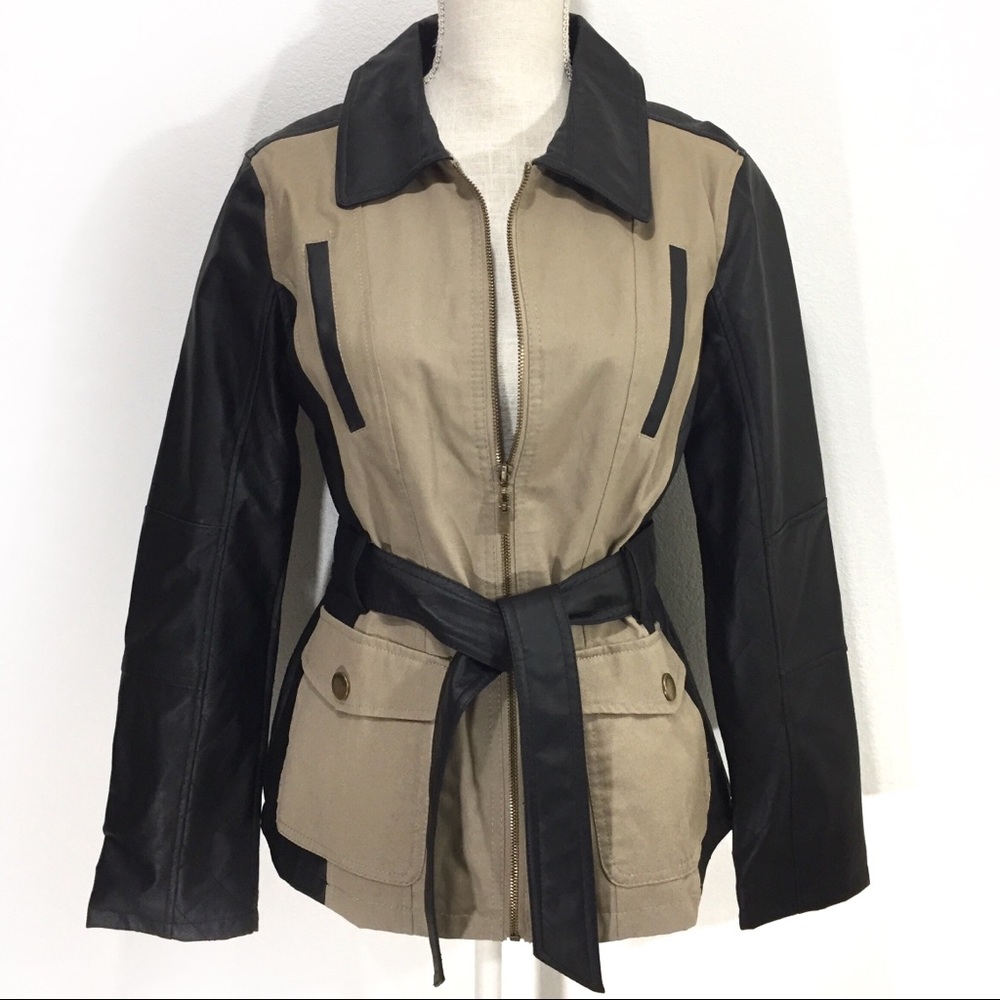 Dollhouse Color Block Faux Leather Jacket Sz M NWT